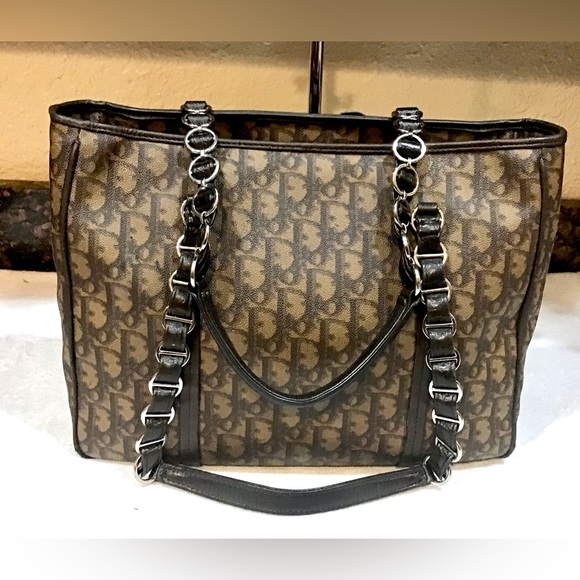 Authentic Christian Dior Trotter Romantique PVC Leather Brown Shoulder Bag - Picture 2 of 13